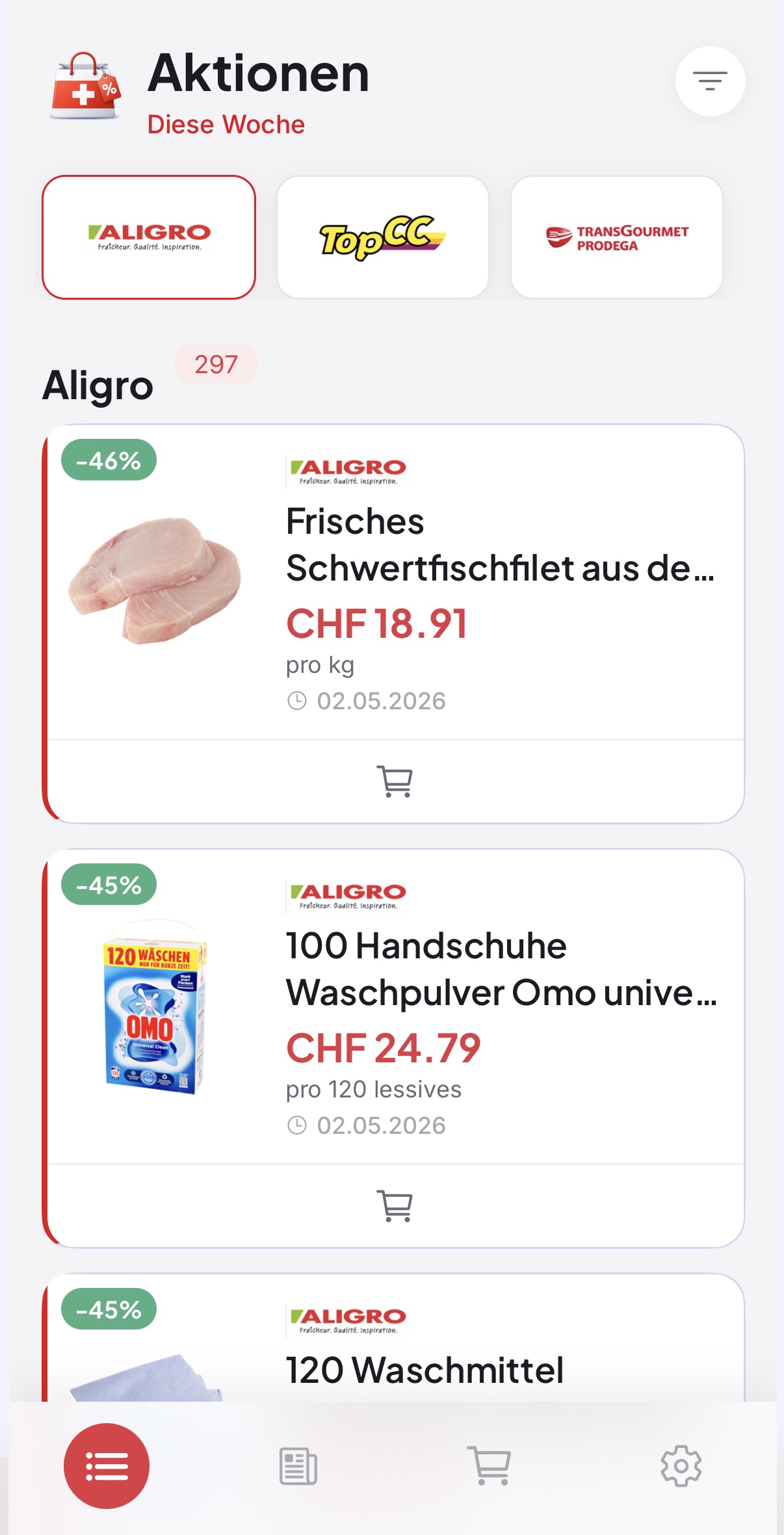 Angebots-Übersicht